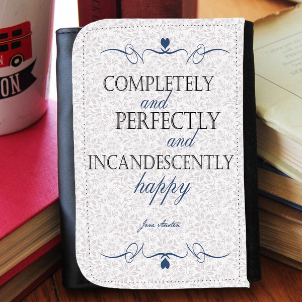 Jane Austen "Completely Perfectly Happy" Faux Leather Wallet