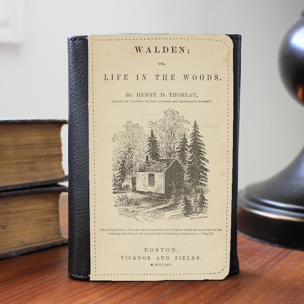 WALDEN Couverture de livre à deux volets en simili cuir pochette portefeuille