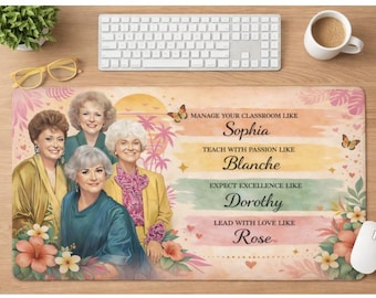 Large 80s Themed Teacher Desk Mat 31.5"x15.5"