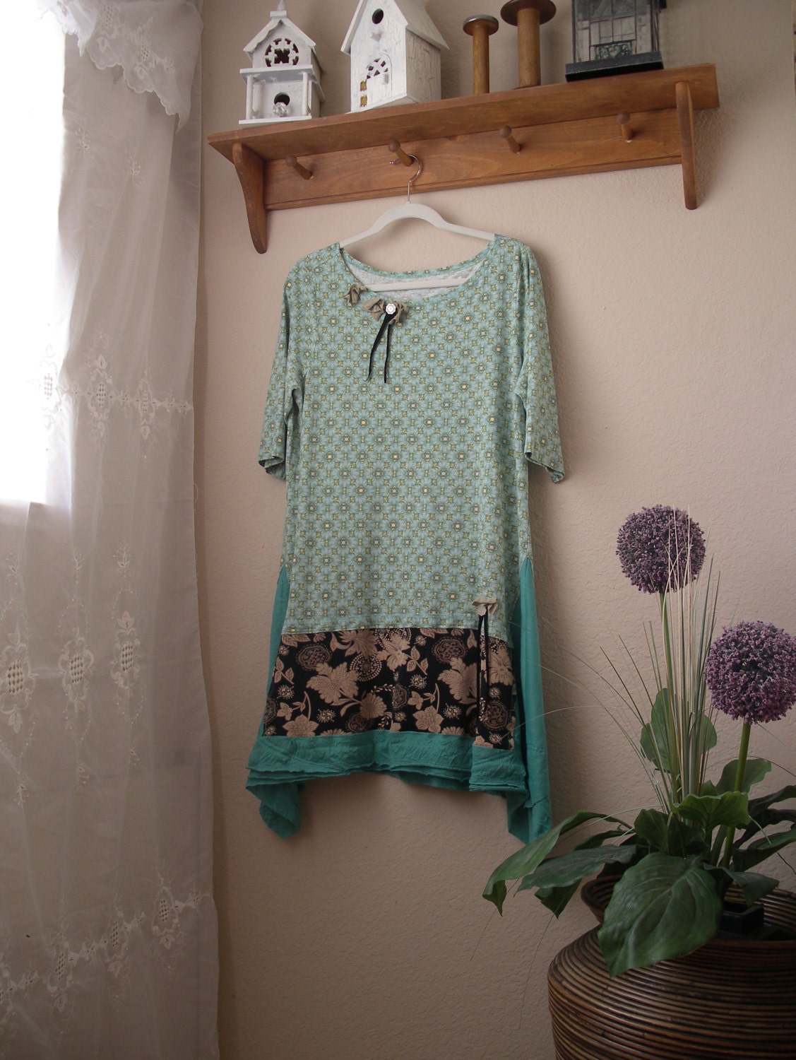 Moss Green Lagenlook Tunic/ Upcycled Lightweight and Tattered | Etsy