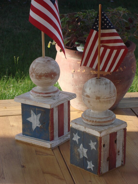 Rustic American Flag Holder Etsy