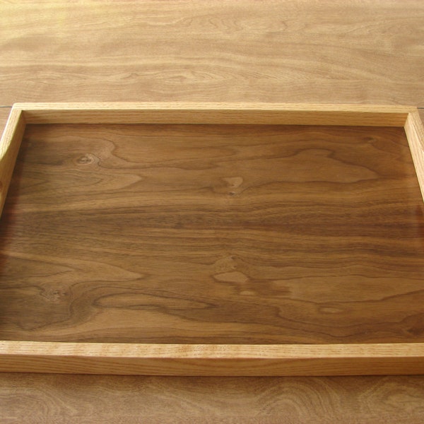 Red Oak, Black Walnut Wood Serving Tray