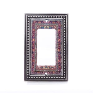 Antique Persian Rug Rocker Light Switch Plate, in antiqued silver