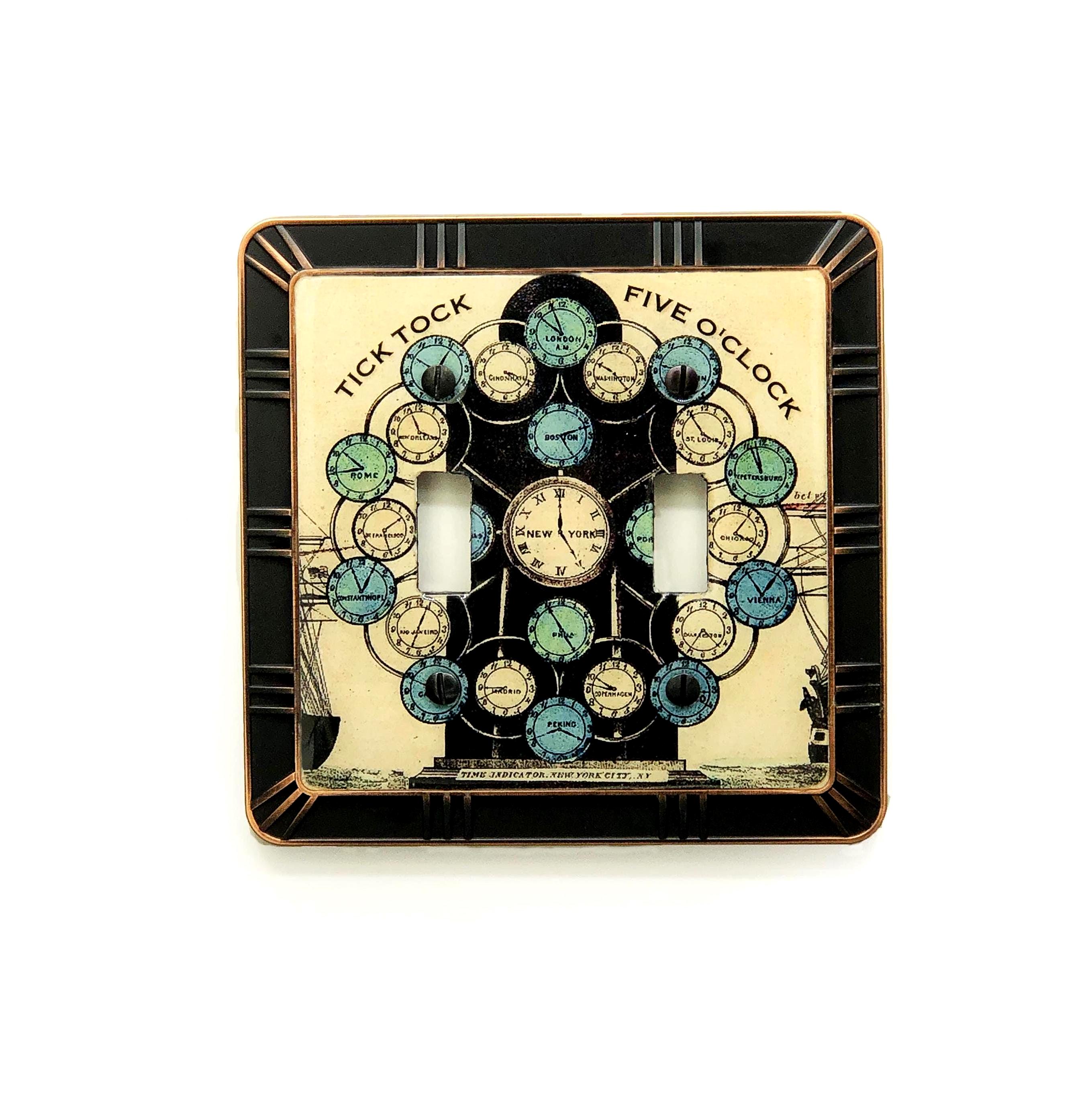 Tick Tock Five O'Clock Double Toggle Light Switch Cover