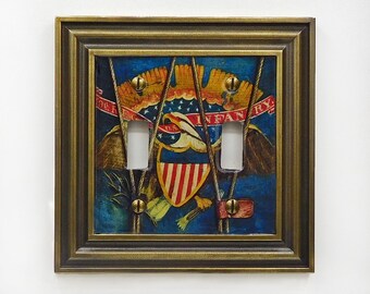 Civil War Eagle Drum Double Toggle Light Switch Cover