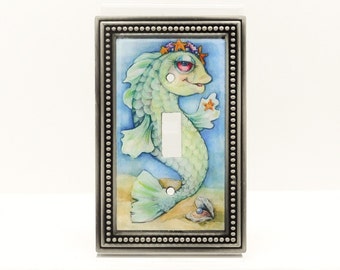 Princess Fish Light Switch Cover in Silver