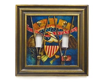 Civil War Eagle Drum Double Toggle Light Switch Cover