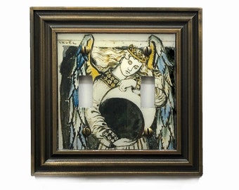 Night Angel with Waning Moon - Double Toggle Light Switch Cover