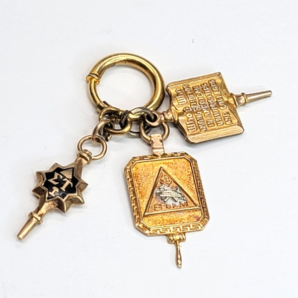 Vintage 10k Yellow Gold Fraternal and Ivanhoe Mining Charms Collection 1942 CT32