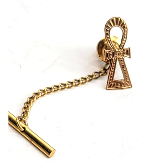 Yellow Gold Egyptian Ankh Cross Tie Tack Religiou… - image 2
