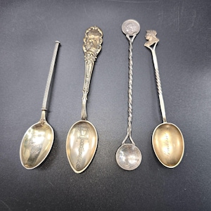 Collectible Sterling Silver Souvenir Spoons Set Europe and East 1800s CT35F