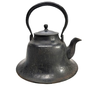 Japanese Cast Iron Teapot Black Bell Antique Tetsubin Lidded CT405