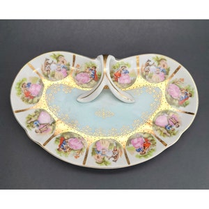 Arnart Creation Heart Courtship Vanity Dish Gold Trim Hand Painted Japan Cr154