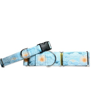 Blue Morning Sunrise CANVAS Dog Collar (Martingale, Buckle, or Tag)