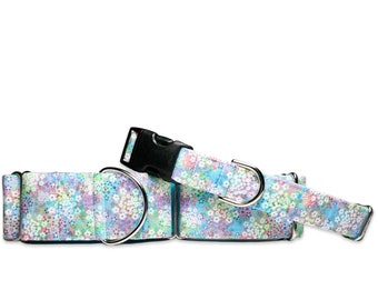 Gran's Verbena Garden CANVAS Dog Collar (Martingale, Buckle or Tag)