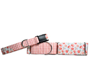 Country Fair Peaches  CANVAS Dog Collar (Martingale, Buckle or Tag)