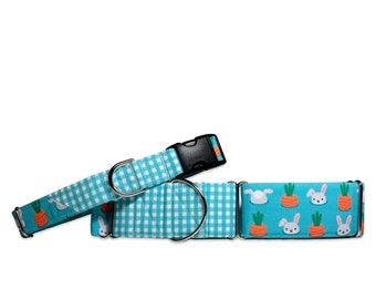 Bunny Bottoms in Aqua CANVAS Dog Collar (Martingale, Buckle, or Tag)