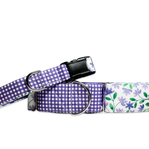 GREY Clover Block CANVAS Dog Collar martingale Buckle or Etsy