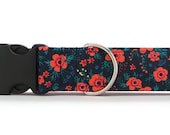 Vintage Poppy Dog Collar (Martingale, Buckle or Tag)