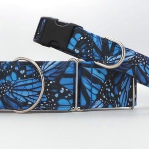 Blue Monarchy CANVAS Dog Collar (Martingale, Buckle or Tag)
