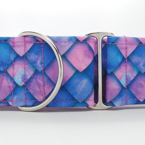 Hydrangea Blossom Dragon Scales CANVAS Dog Collar (Martingale, Buckle, or Tag)