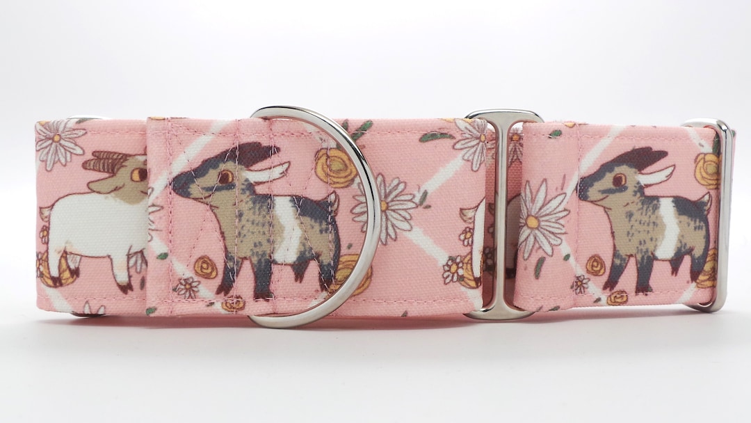 Lovely Goats Brown and White CANVAS Dog Collar martingale, Buckle, or