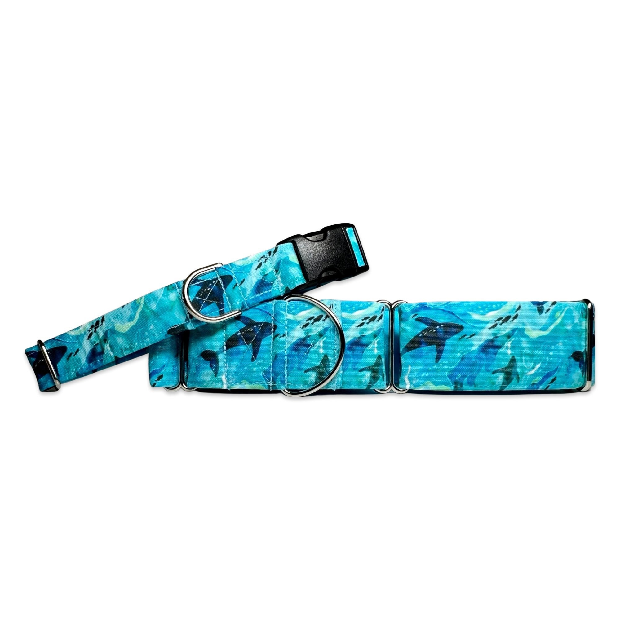 Deep Blue Sea CANVAS Dog Collar (Martingale, Buckle, or Tag)