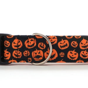 Grinning Pumpkin Patch CANVAS Dog Collar (Martingale, Buckle, or Tag)