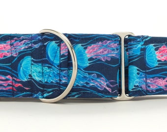 Luminescent Jellyfish CANVAS Dog Collar (Martingale, Buckle, or Tag)