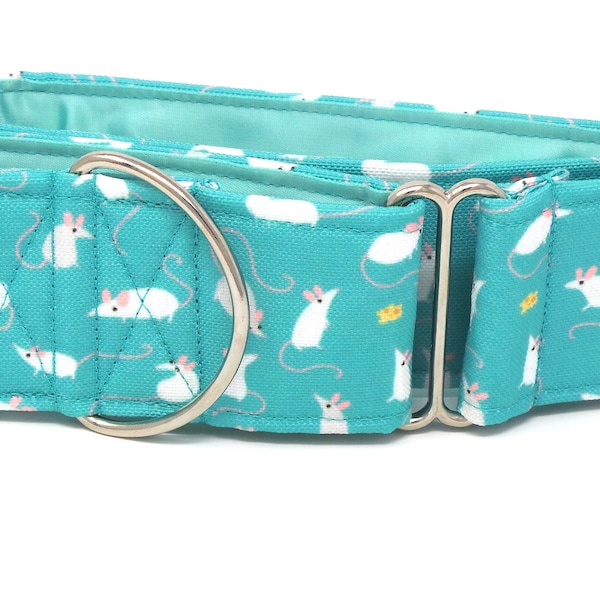 Tiny Mice and Cheese CANVAS Dog Collar (Martingale, Buckle or Tag)