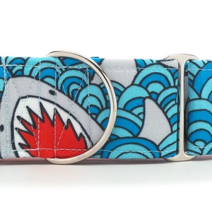 Shark Bait CANVAS Dog Collar (Martingale, Buckle or Tag)