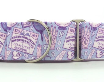 Witch, Please! PASTEL CANVAS Dog Collar (Martingale, Buckle, or Tag)