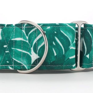 Tropical Leaf CANVAS Dog Collar (Martingale, Buckle, or Tag)