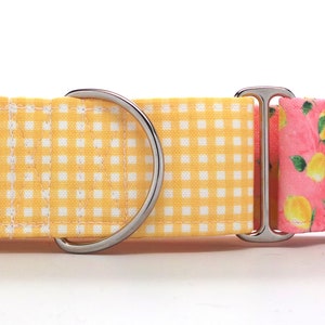 Pink Lemonade CANVAS with Yellow Gingham Pet Collar (Martingale, Buckle, or Tag)