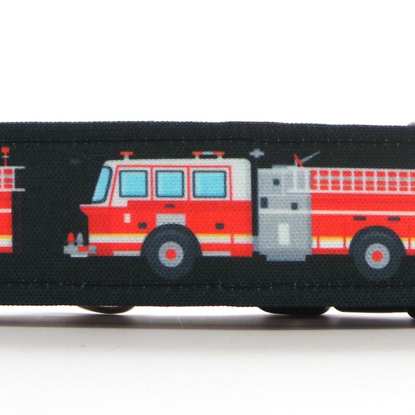 Fire Trucks CANVAS Dog Collar (Martingale, Buckle, or Tag)