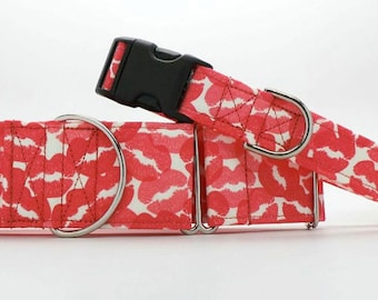 Covered in Kisses CANVAS Dog Collar (Martingale, Buckle, or Tag)