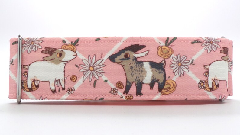 Lovely Goats Brown and White CANVAS Dog Collar Martingale, Buckle, or Tag