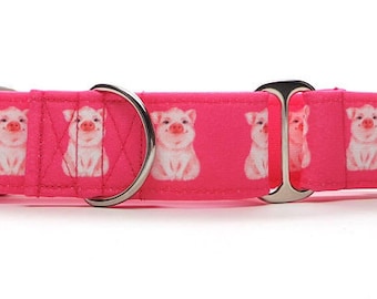 Sit Pig CANVAS Dog Collar (Martingale, Buckle or Tag)