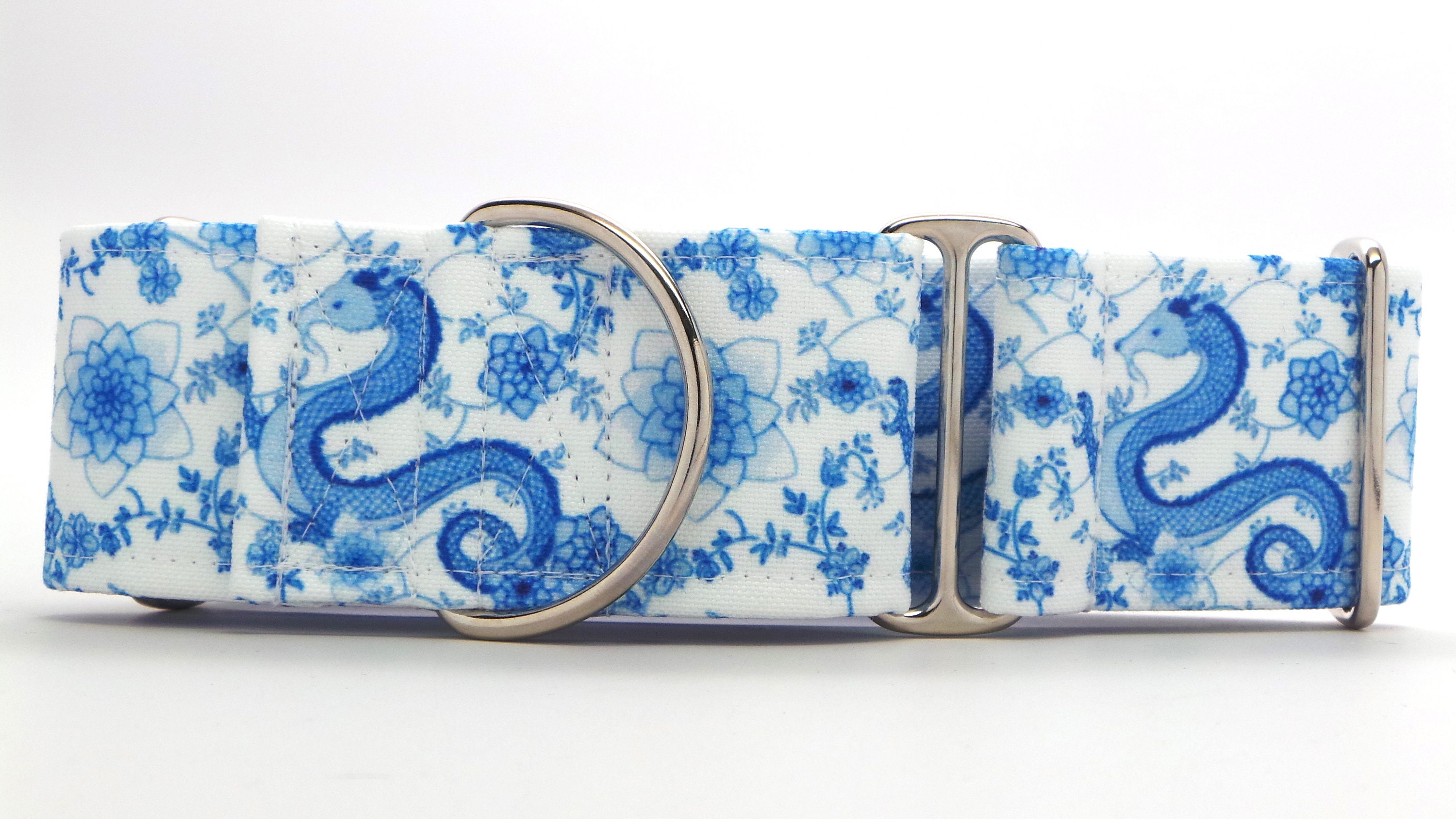 Dragon Porcelain CANVAS Dog Collar (Martingale, Buckle, or Tag)
