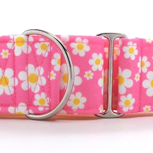 Pink Daisy's CANVAS Dog Collar (Martingale, Buckle or Tag)