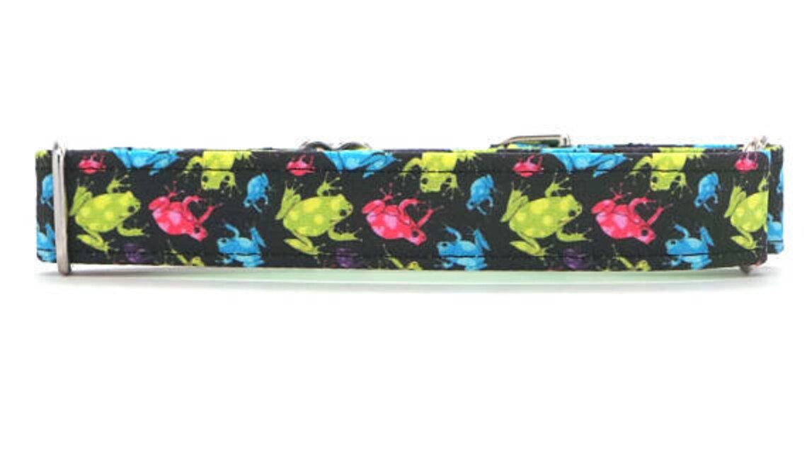 Neon Frogs CANVAS Dog Collar Martingale Buckle or Tag Etsy