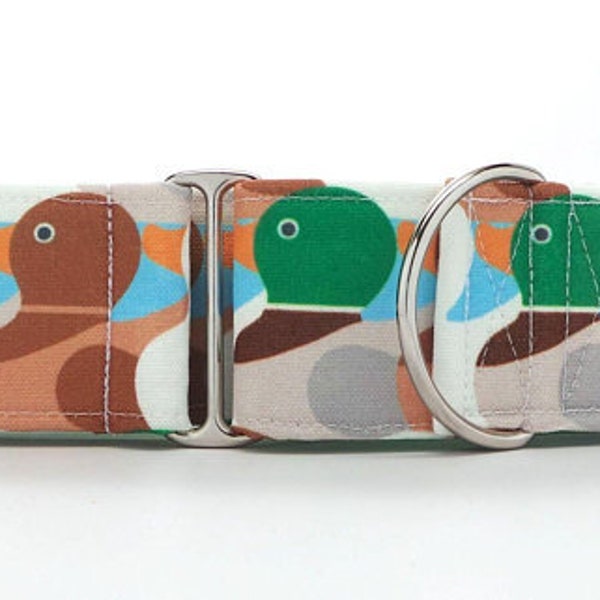 Duck, Duck, Goose CANVAS Dog Collar (Martingale, Buckle or Tag)