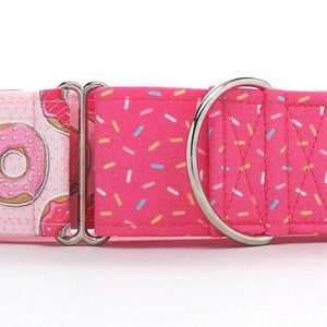 Donut Worry, Be Happy PINK CANVAS Pet Collar (Martingale, Buckle, or Tag)