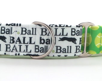 Ball, Ball, Tennis Ball CANVAS Pet Collar (Martingale, Buckle, or Tag)