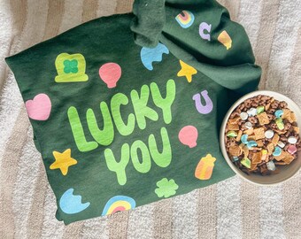 Sudadera con cuello redondo y diseño de mangas Lucky You Charms