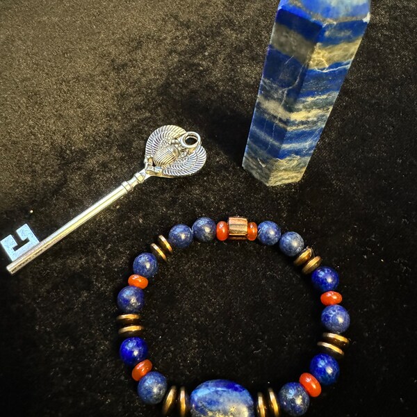 Egyptian Bracelet- Lapis Lazuli Bracelet- Stretchy Bracelet