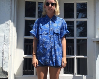 80s Bandana Short Sleeve Button Up