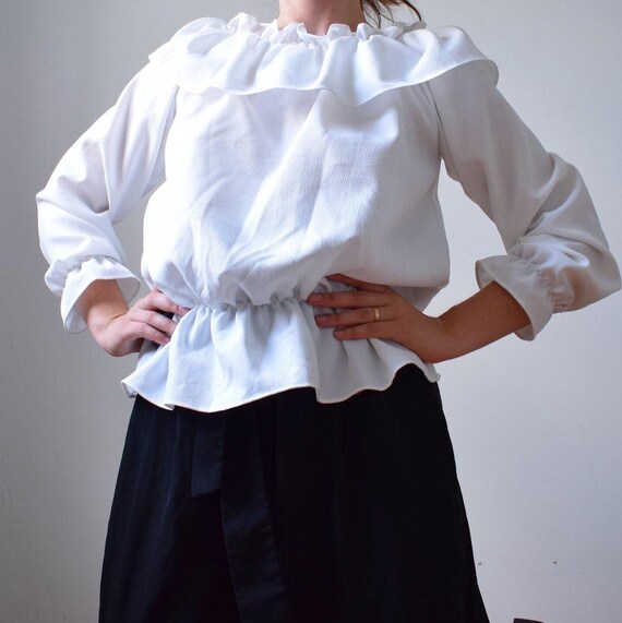 Vintage White Ruffle Blouse