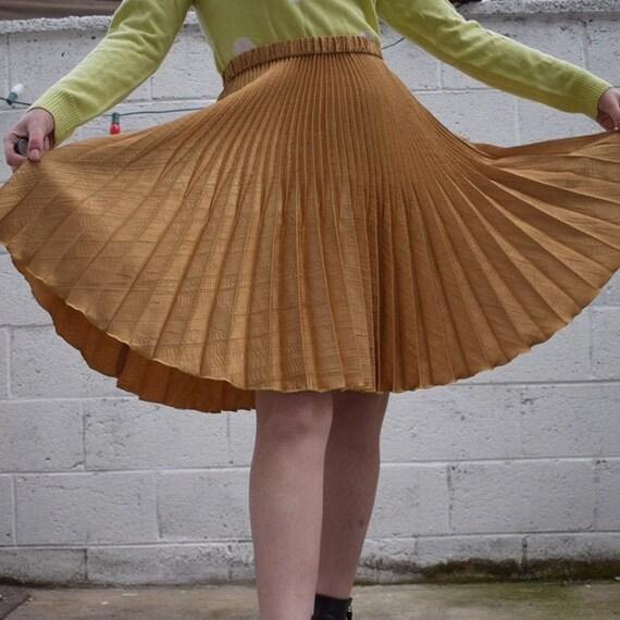Jeanne Marc Pleated Gold Skirt