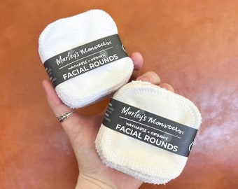 Organic Facial Rounds: White or Natural, 10 or 20 pack. 100% Organic Cotton